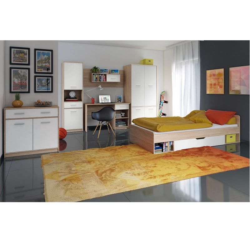 Regál 2D1S, biela-dub sonoma