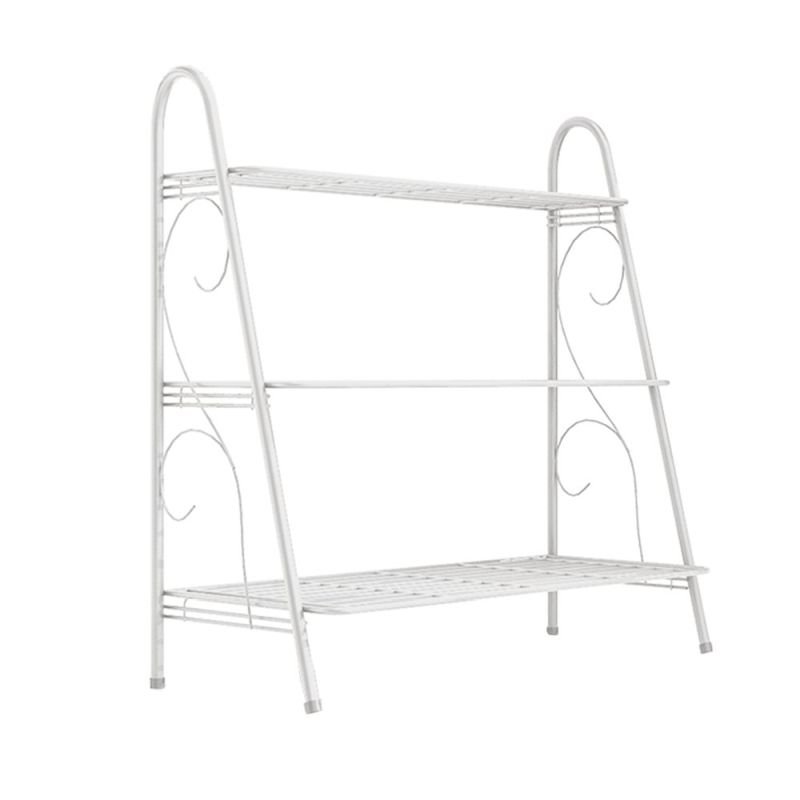 Regál kovový , 3-policový, biela