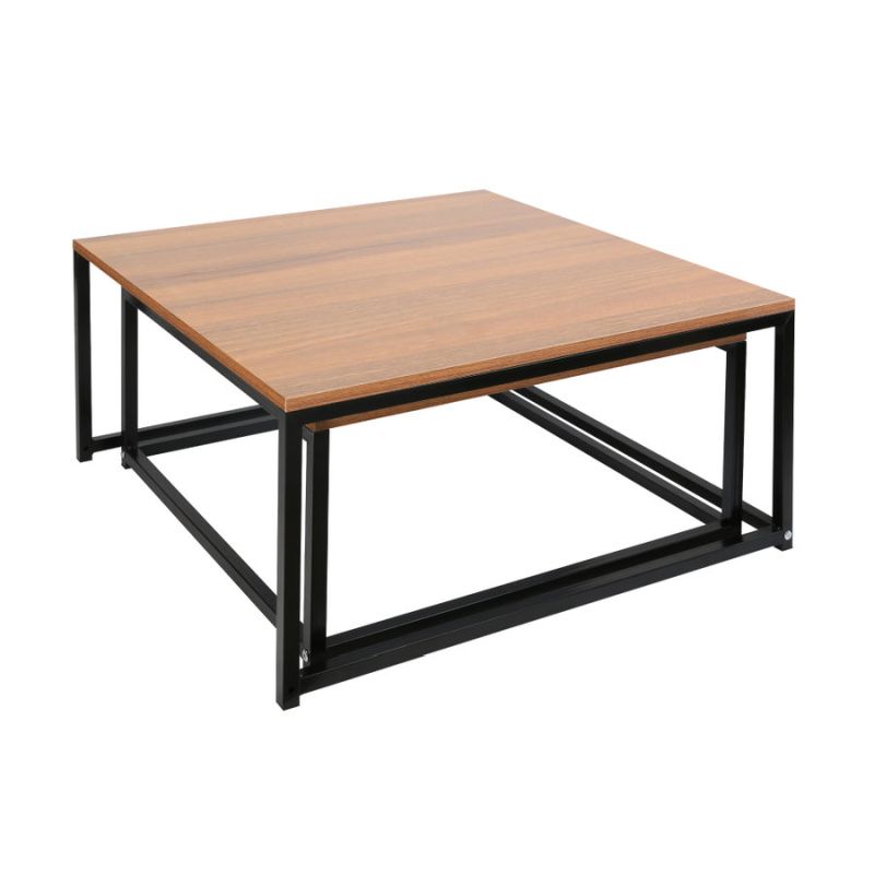 Set dvoch konferenčných stolíkov z laminovanej MDF v orechovej farbe