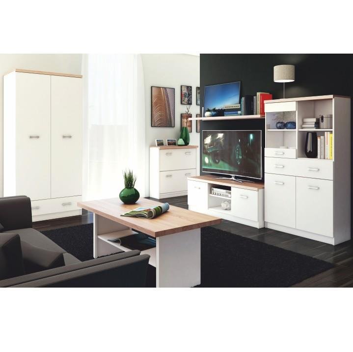 Botník 2K, biela-dub sonoma