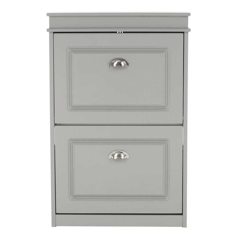 Botník s výklopnými šuplíkmi, 2-radový, sivá