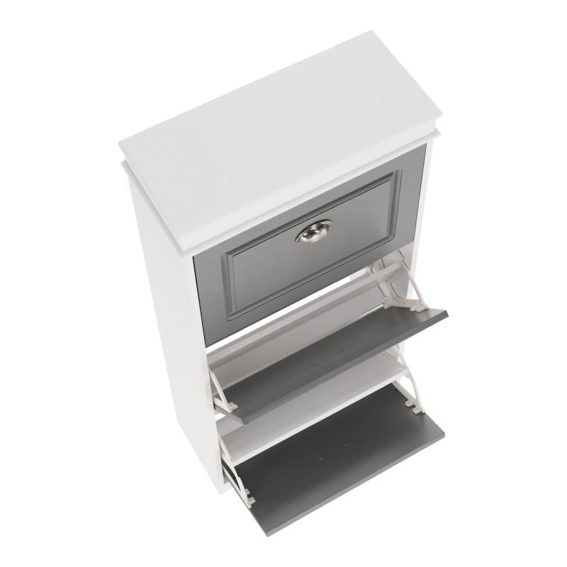 Botník s výklopnými šuplíkmi, 3-radový, sivá-biela