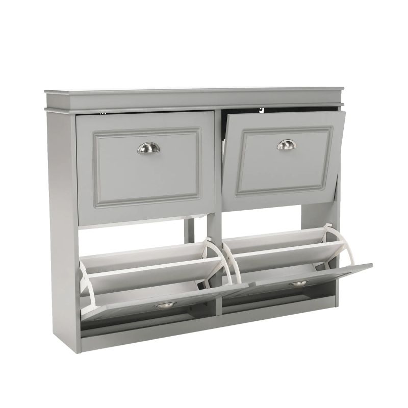 Botník so štyrmi výklopnými šuplíkmi, sivá