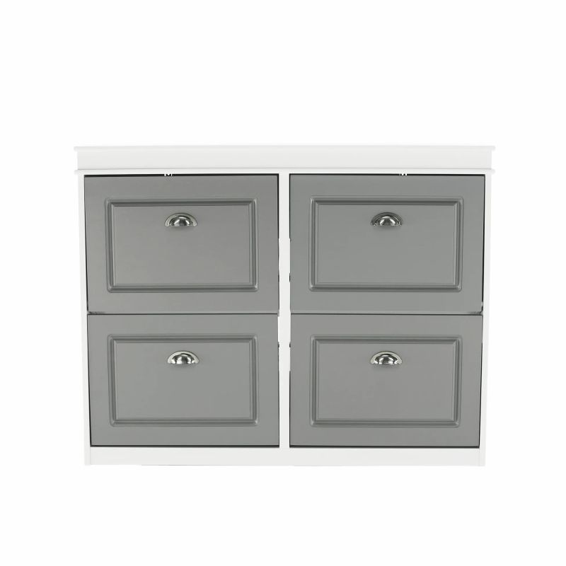 Botník so štyrmi výklopnými šuplíkmi, sivá-biela