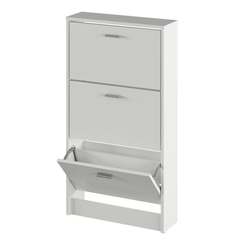 Botník 3-radový z laminovanej drevotriesky v bielej farbe