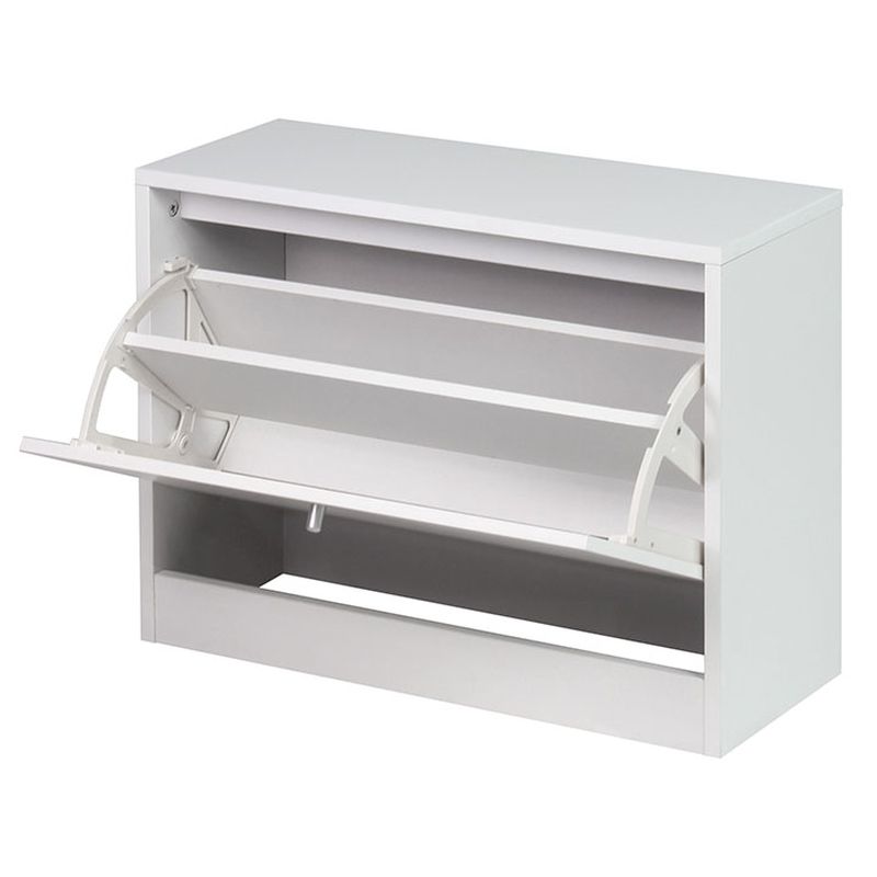 Dvojradový botník s jednými dvierkami, biely