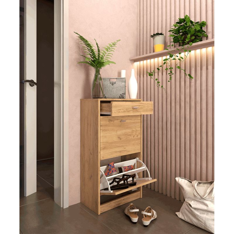 Dvojradový botník s jedným šuplíkom, artisan