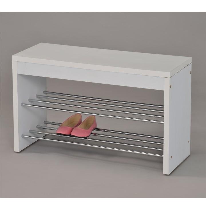 Lavica s botníkom, biela-chróm