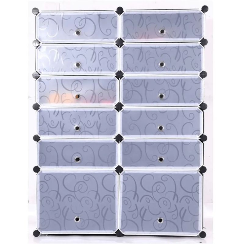 Modulárny organizér na topánky z 12 boxov, čierna