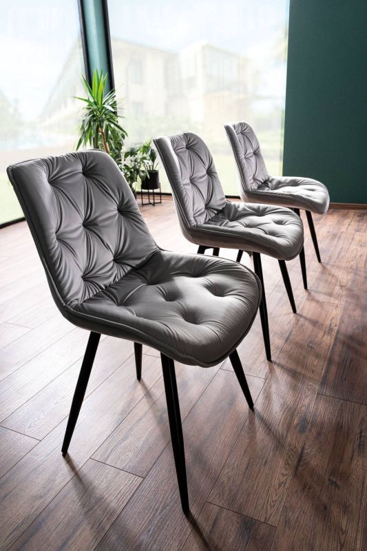 Štýlová jedálenská stolička, čierny mat-sivá bluvel 14