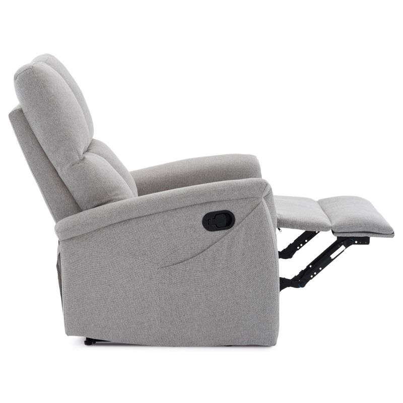 Polohovacie kreslo, svetlo šedej farby, s manuálnym ovládaním