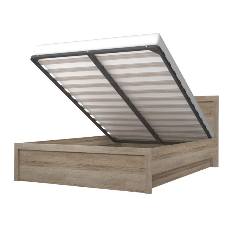 Posteľ 160x200, s roštom bez matraca, v elegantnom prevedení dub sonoma