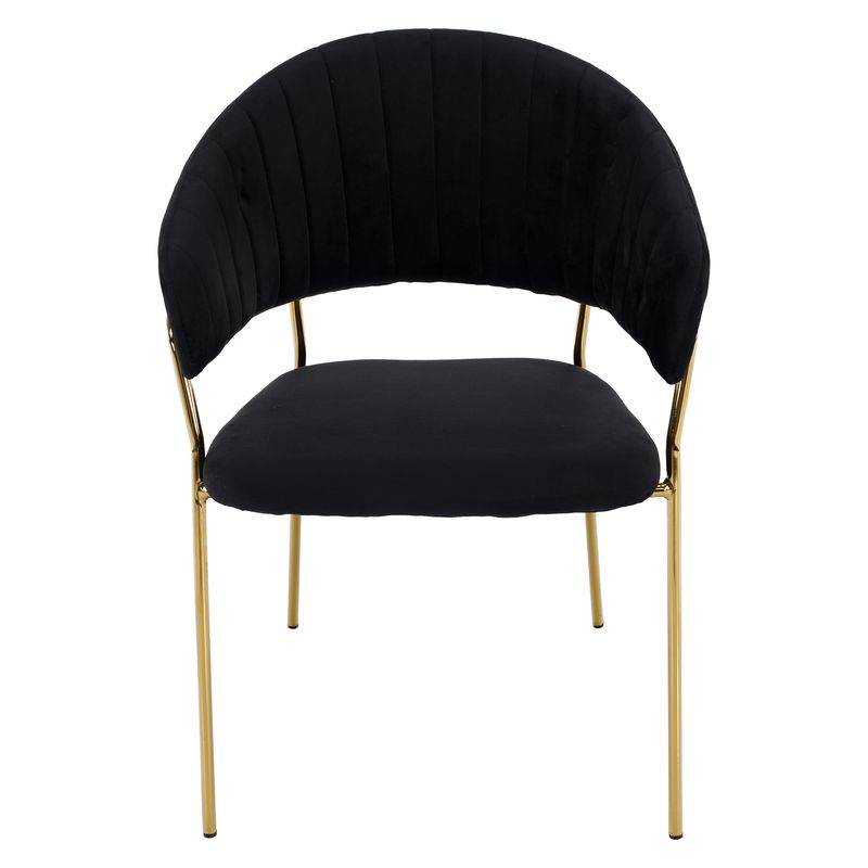 Dizajnové jedálenské kreslo, čierna Velvet látka/gold chróm zlatý