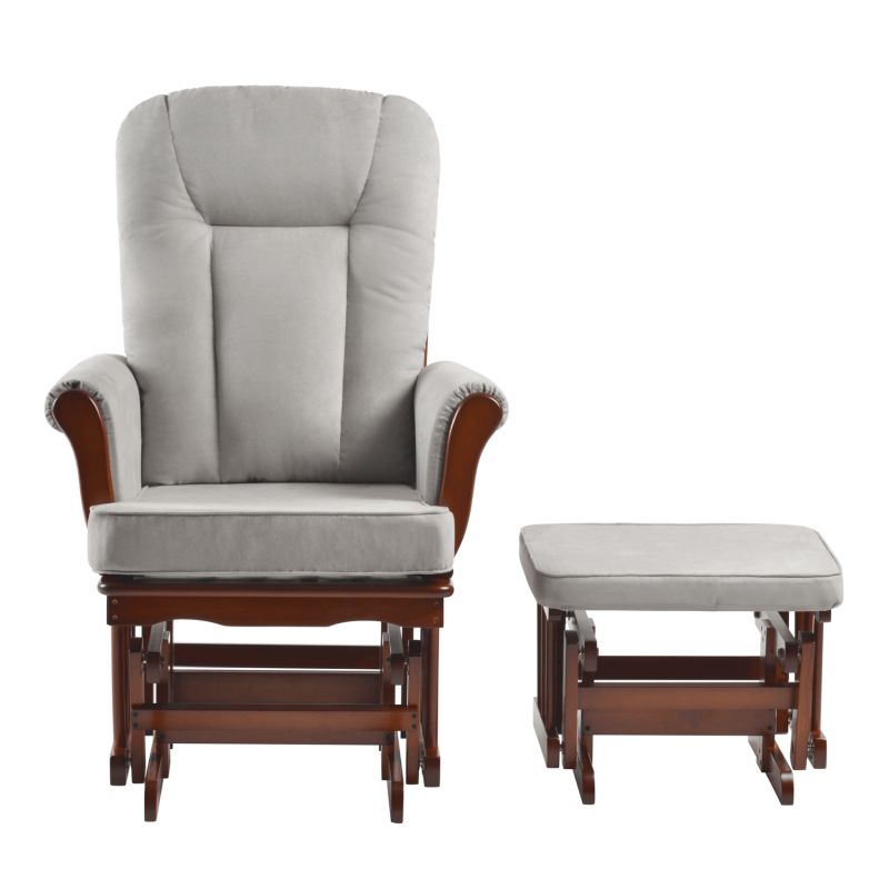 Hojdacie kreslo s podnožou, orech-sivá