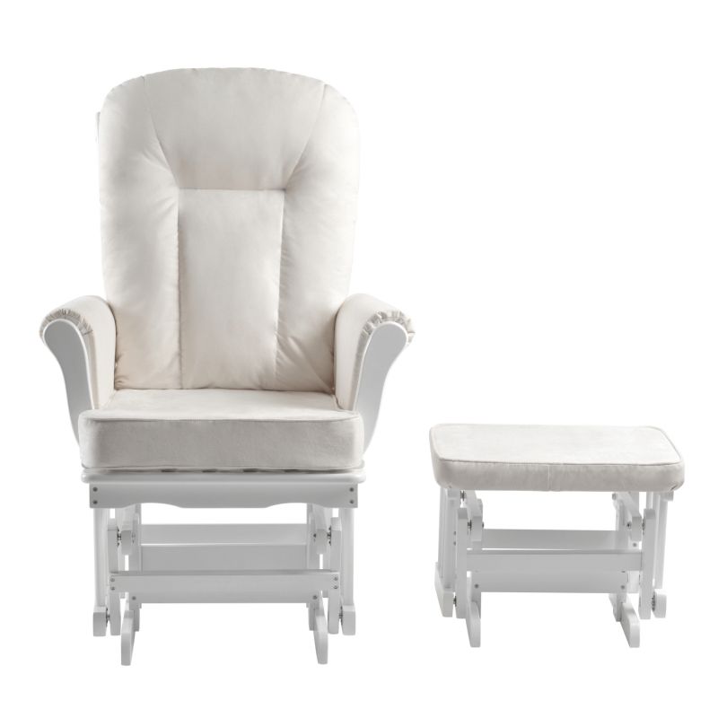 Hojdacie kreslo s podnožou, biela-krémová