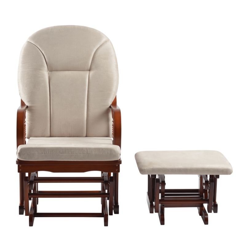 Hojdacie kreslo s podnožou, orech-béžová