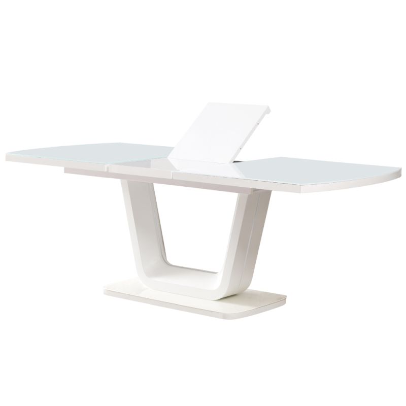 Jedálenský rozkladací stôl, biely lesk, 160-200 cm