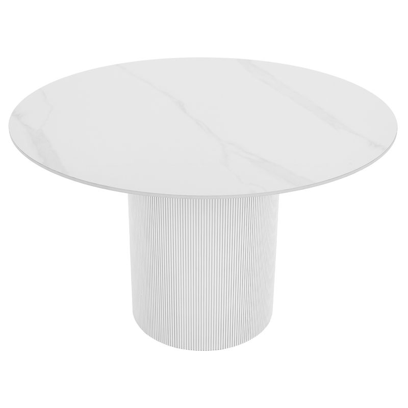 Jedálenský stôl, biely mramor-MDF, priemer 120 cm