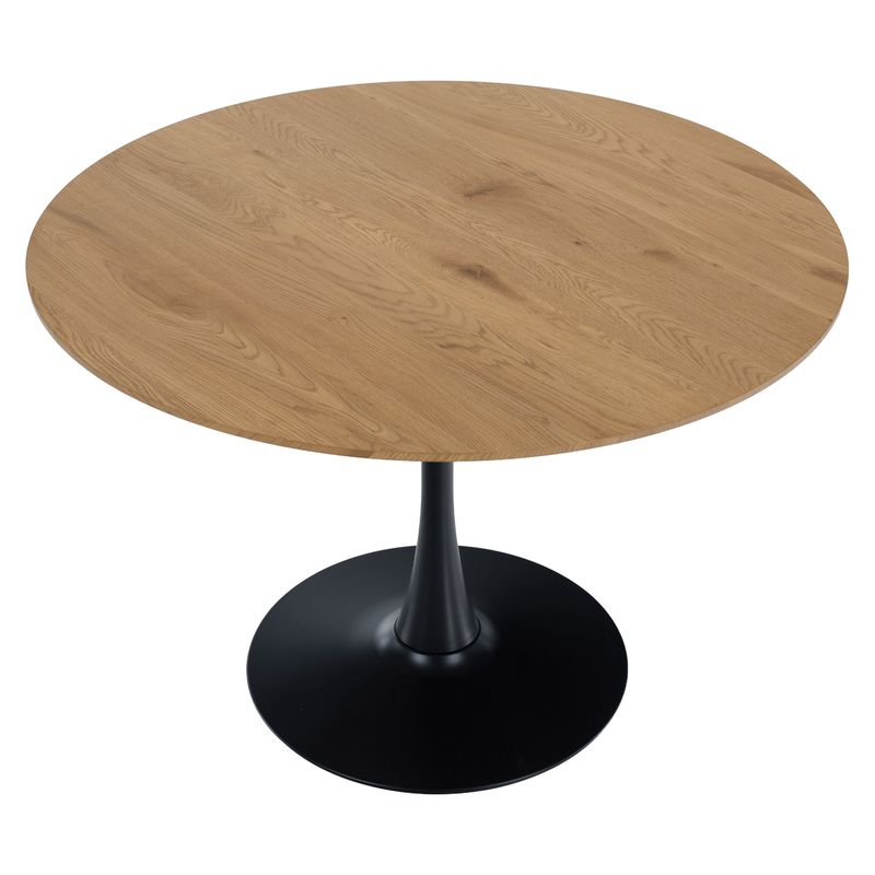 Jedálenský stôl s moderným dizajnom, dub-čierna, priemer 110 cm