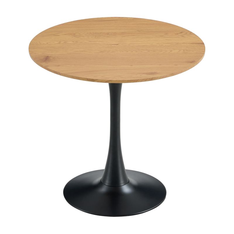 Jedálenský stôl s moderným dizajnom, dub-čierna, priemer 80 cm