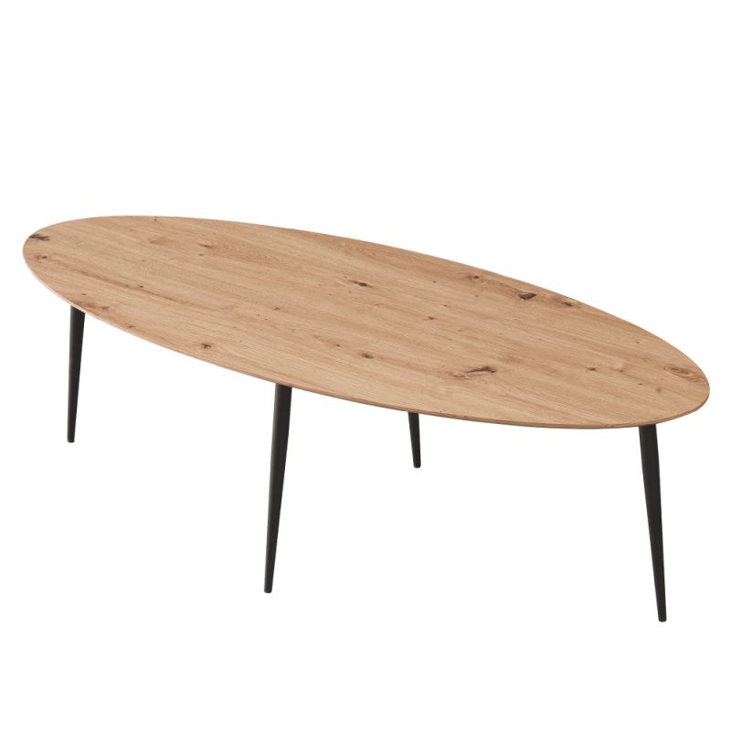 Oválny konferenčný stolík, dub artisan-čierna