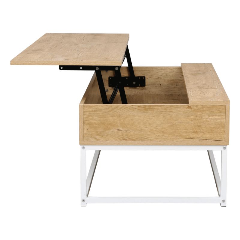 Výklopný konferenčný stolík, dub-biela