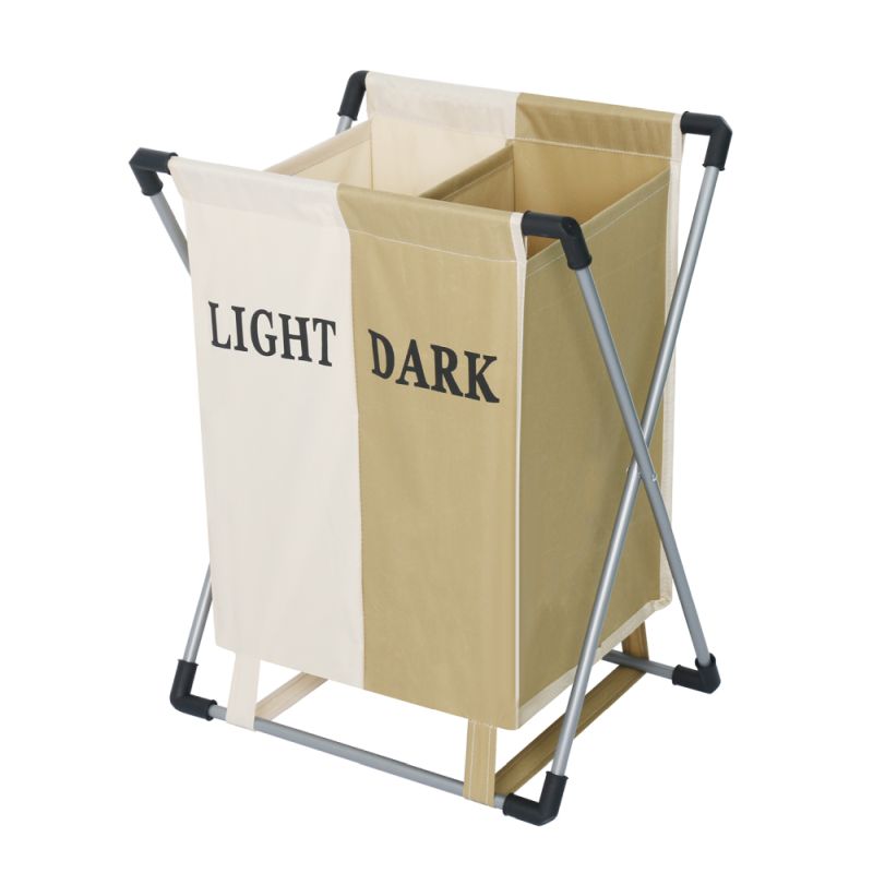 Látkový kôš na bielizeň, béžová-hnedá