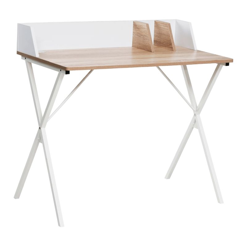 Jednoduchý praktický PC stôl, dub svetlý-biela