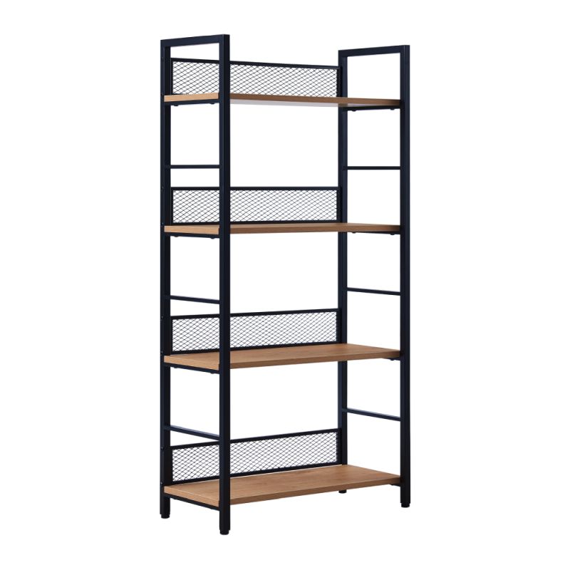 Regál, čierna-dub, 60x121 cm