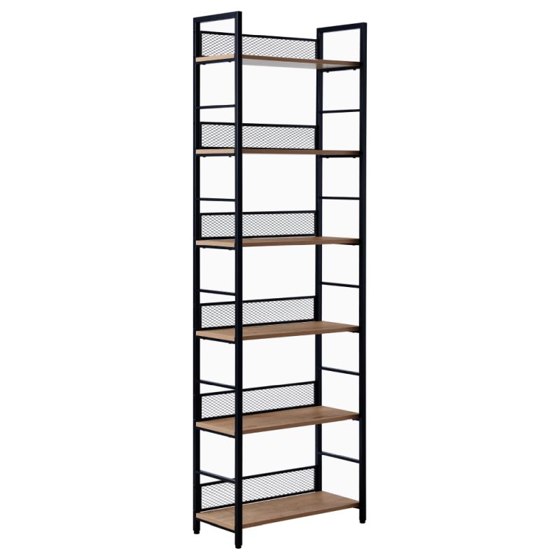 Regál, čierna-dub, 60x187 cm