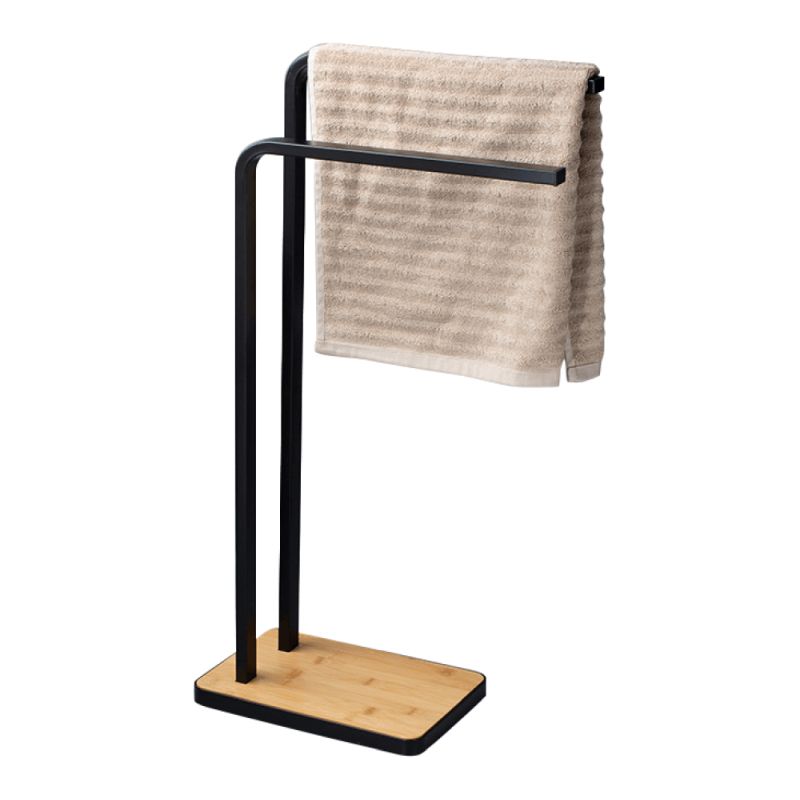 Dizajnový stojan na uteráky, bambus-čierny kov
