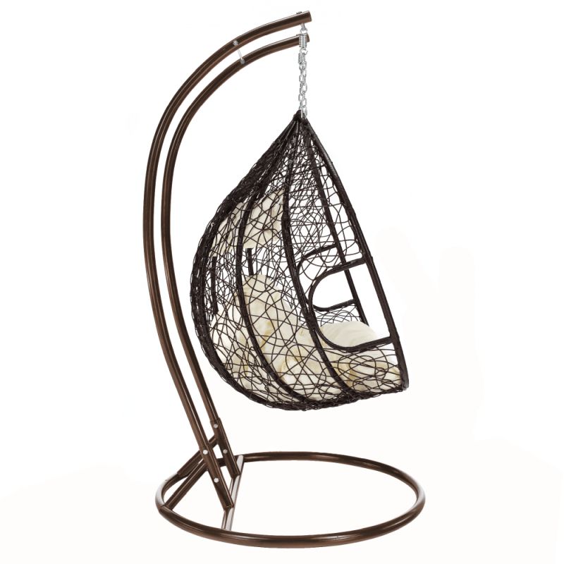 Závesné dvojkreslo s moderným dizajnom, medená-hnedá-krémová