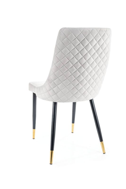 Štýlová stolička v elegantnom dizajne, čierna-zlatá-svetlo sivá bluvel 03