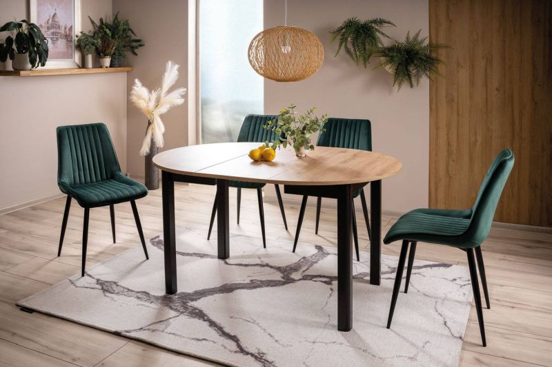 Perfektná stolička jedálenská, čierny mat-zelená bluvel 78