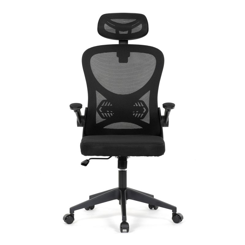 Kancelárska stolička, čierna sieťovina, čierny plast