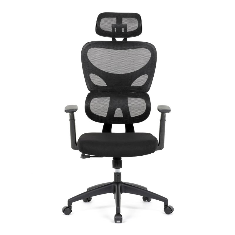 Kancelárska stolička s moderným dizajnom, čierna sieťovina, čierny plast