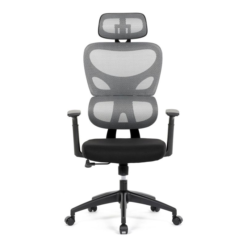 Kancelárska stolička s moderným dizajnom, šedá sieťovina, čierny plast