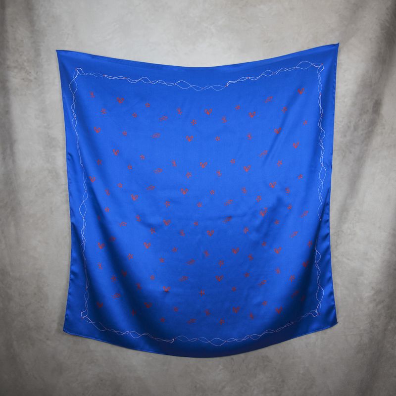 Módna hodvábna šatka FOLK, 90 x 90cm, Vyrobené na Slovensku