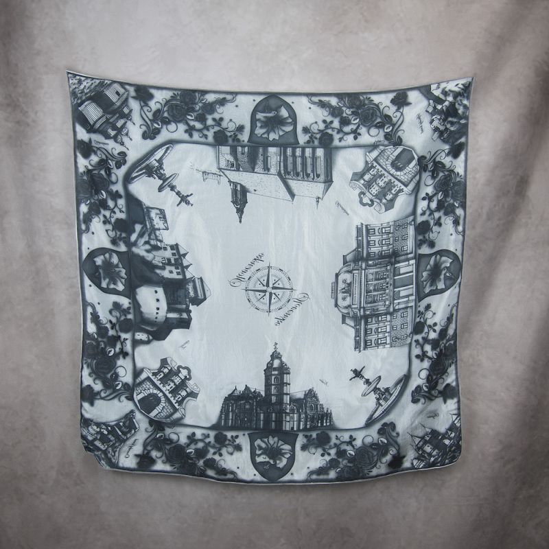 Hodvábna šatka SLOVENSKO NEBESKY MODRÁ, 85 x 85cm, Vyrobená na Slovensku