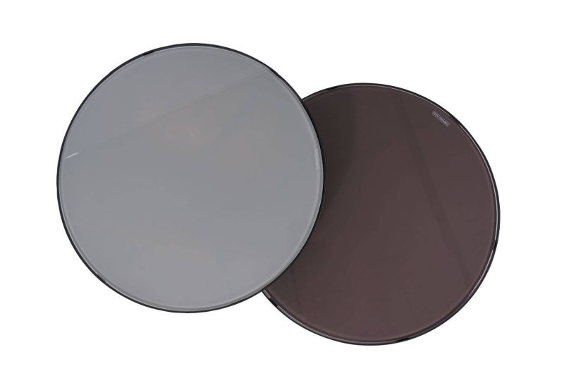 Set konferenčných stolíkov z tvrdeného skla, čierna/svetlo sivá/čierna