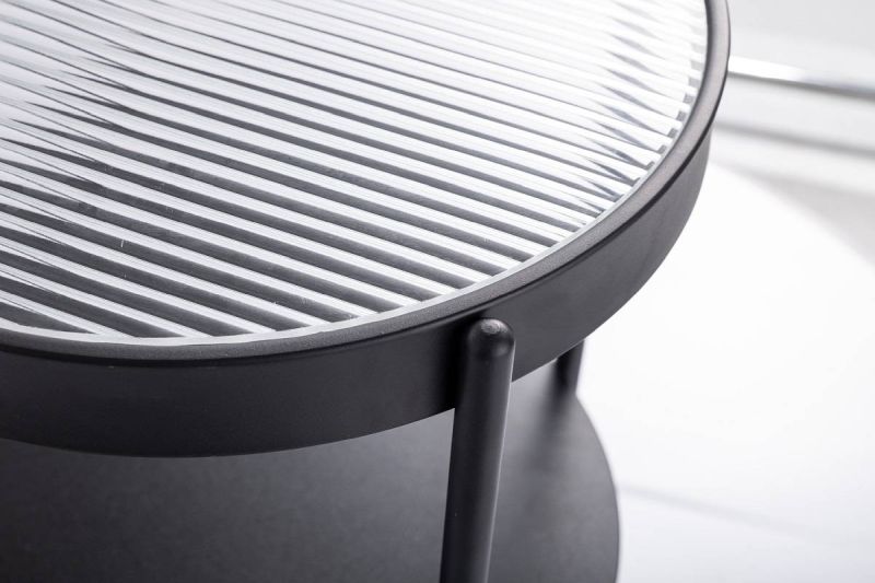 Moderný konferenčný stolík 110, sklo a kov, čierny mat