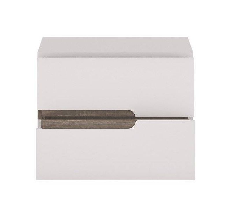 Nočný stolík biely TYP 96, biela/biely lesk/dub truflowy