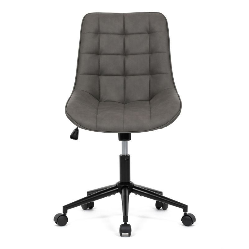 Stolička kancelárska, šedá látka v dekore brúsenej kože, čierny kovový kríž