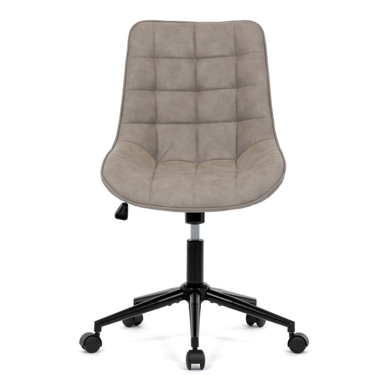 Stolička kancelárska, béžová látka v dekore brúsenej kože, čierny kovový kríž