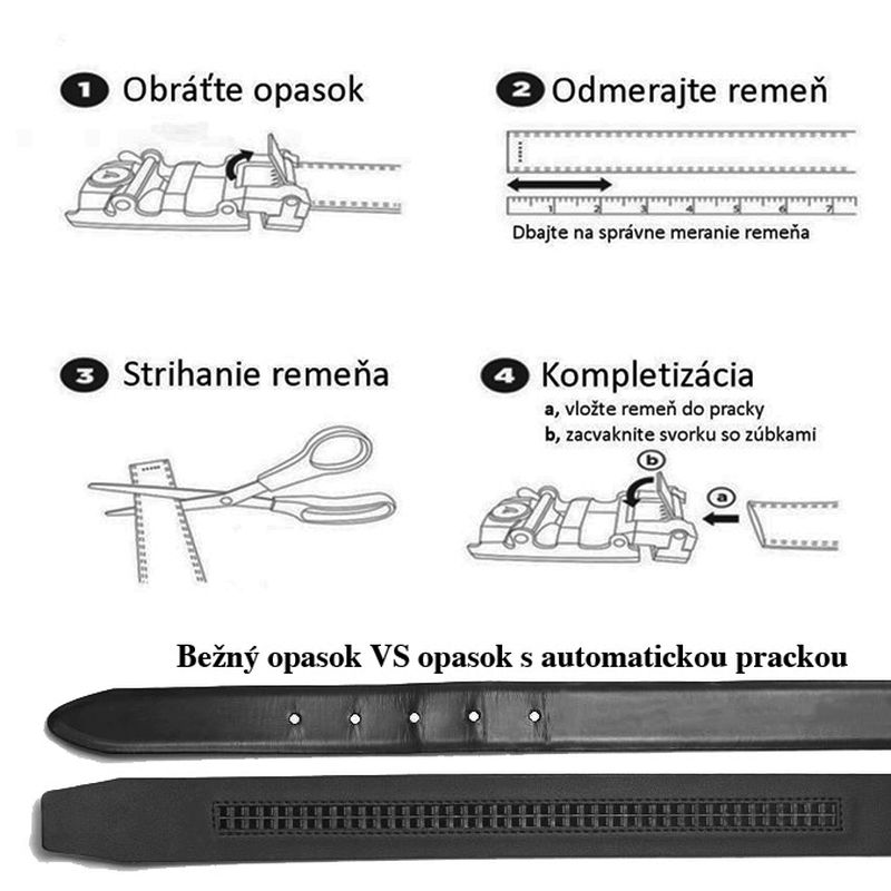 Opasok z pravej kože s automatickou prackou WOLVERINE - Čierna