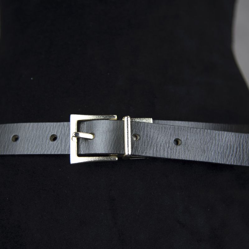 Kožený dámsky opasok BRUSH GOLD, šírka 2.5cm - Olivová