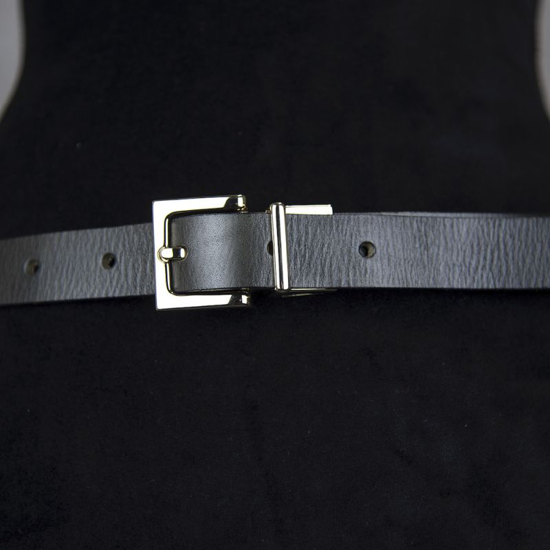 Kožený dámsky opasok ELEGANT GOLD, šírka 2.5cm - Olivová