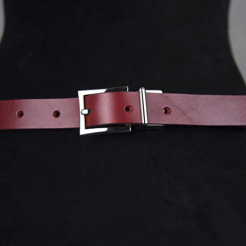 Kožený dámsky opasok GENTLE SILVER, šírka 2.5cm - Bordová