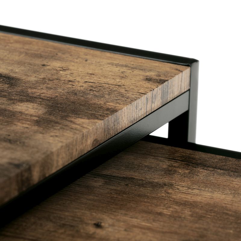 Set 3 ks odkladacích stolíkov, MDF, dekor staré drevo