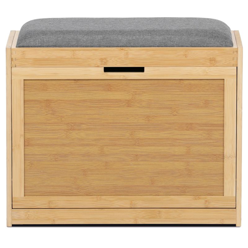 Botník, masív bambus, prírodný odtieň, šedá látka